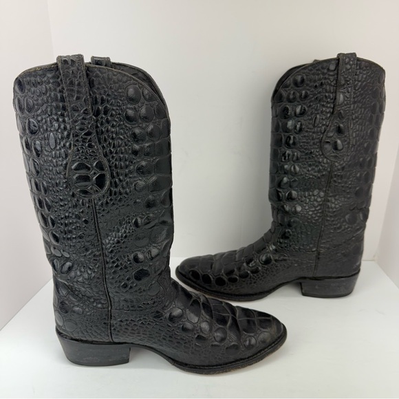 Veari Buitre size 9.5 Men’s Black Alligator Genuine Leather Cowboy Western Boots - Picture 8 of 15